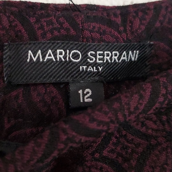 Mario Serrani Italy Burgundy/Black Patterned Pant - Picture 2 of 10